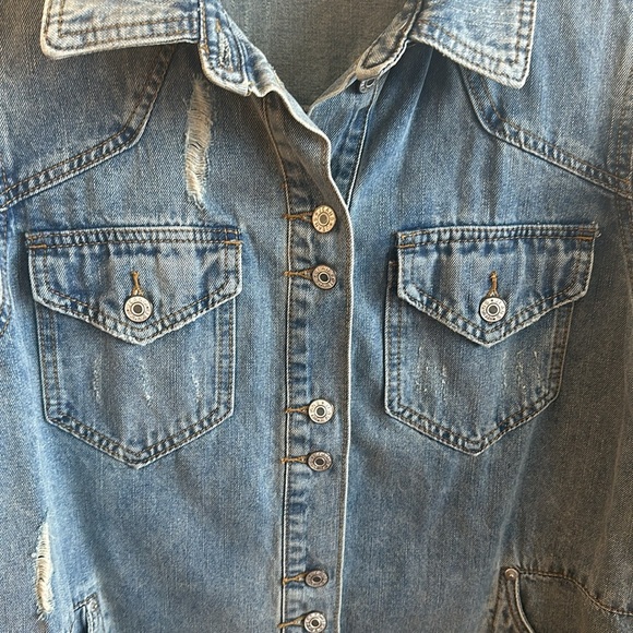 VEVERET Jean Jacket Button Down Western Distressed Women Size Small - Picture 6 of 12